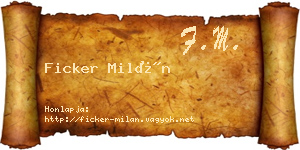 Ficker Milán névjegykártya